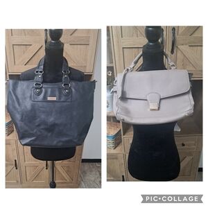 BCBG Paris Handbags Vegan Pebbled Leather Black Brown Day to Night Versatile